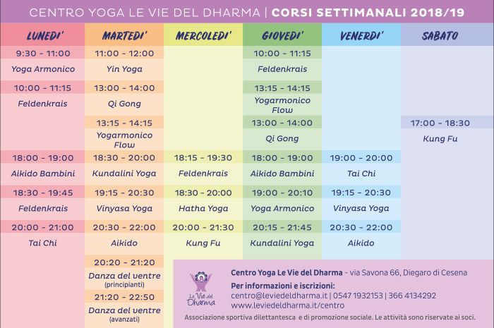 orari dei corsi di yoga e arti marziali a Cesena